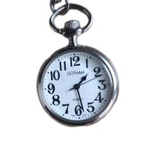 Gotham Women's Silver Tone Open Face Pendant Watch with Chain GWC14135SA.