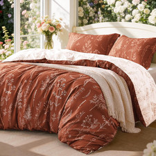 Terracotta Comforter Set King - King Size Comforter Set, 3 Pieces Cute Floral Be