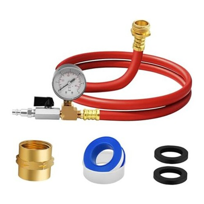 #ad 60 Inch Long RV Winterize Hose with Pressure Gauge Winter RV Winterizing Red $38.32