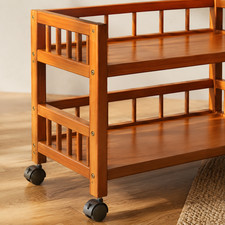 Freestanding Rotating Bookshelf, Bamboo Spinning Bookshelf with Wheels, 360