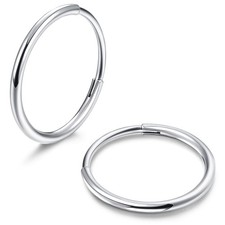G23 Titanium Hoop Earrings for Women Men Hypoallergenic Hinged Huggie Hoop Ea...