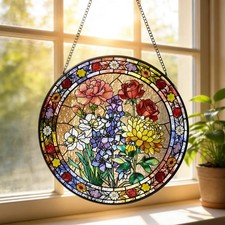 Personalized Birth Month Flower Suncatcher   Mom  s Window Hanging Decor Gift