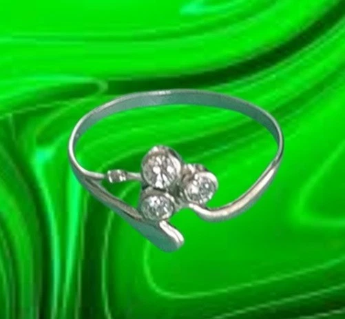I RING I Design Jugendstil I Echt 585 Massiv Weißgold +3 Echte Diamanten I - Bild 1 von 4