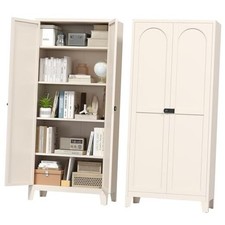 70.87" Tall Metal Storage Cabinet with 3-Digit Combination Lock, Beige-70.87 in