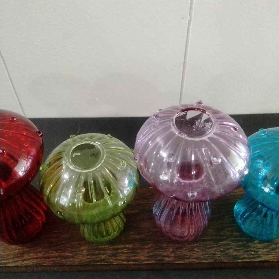 Гриб мини стеклянная ваза набор из 5 с деревянный держатель 4 «- 4,5» многоцветный - Изображение 3 из 4
