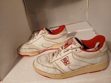 VINTAGE 80s/90s UW Wisconsin Badgers White Leather Sneakers Men's 9.5 Korea
