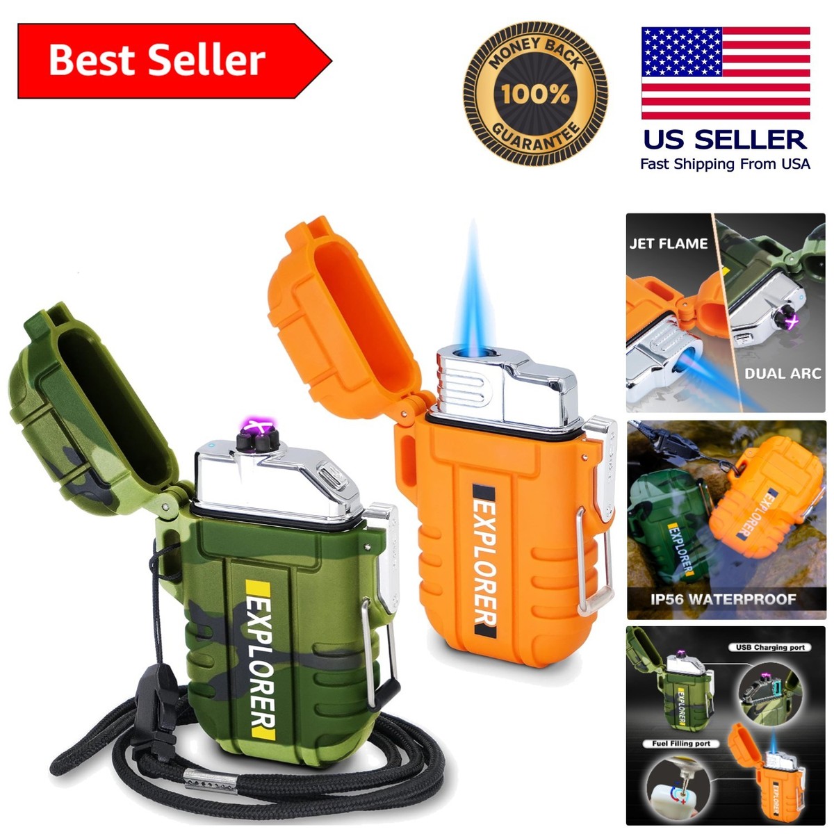 ライトファイター2 + cold whether kit セット Tactical Outdoor Lighters - 2-Pack USB Rechargeable & Windproof