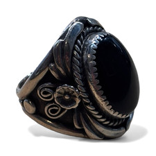 Black Onyx Gemstone Statement Ring .925 size 8.5, 11/24/25, FREE SHIPPING