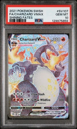 2021 POKEMON SWORD & SHIELD SHINING FATES #SV107 FULL ART/CHARIZARD VMAX PSA 10