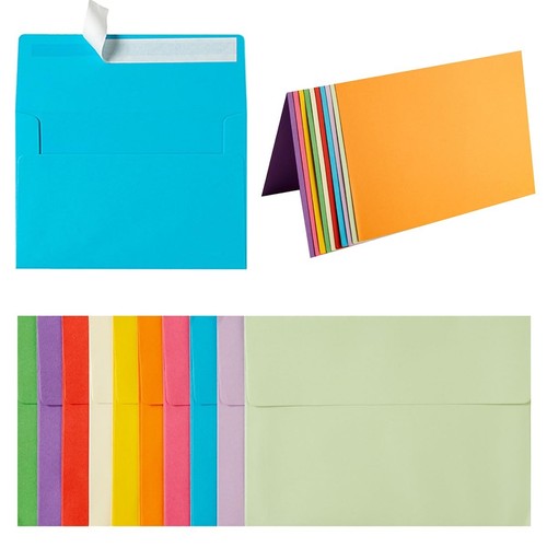 50 Pack Self-Adhesive Envelopes with Fold Cards for Wedding Invitations, Gree...