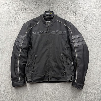 Harley Davidson Men's Milestone Functional Jacket Large Black Zip Up Biker