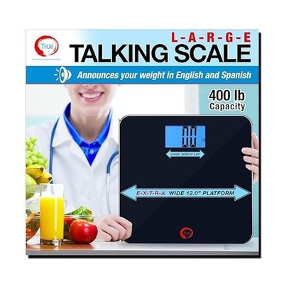True 42 ECHO-400 Large Talking Bathroom Scale, 400lb Capacity- Wide Platform