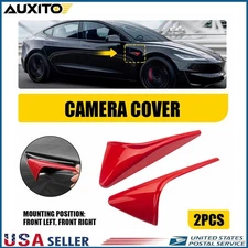 2PCS For Tesla Model 3 S X Y 2015-2023 Glossy Red Side Fender Camera Cover Trim