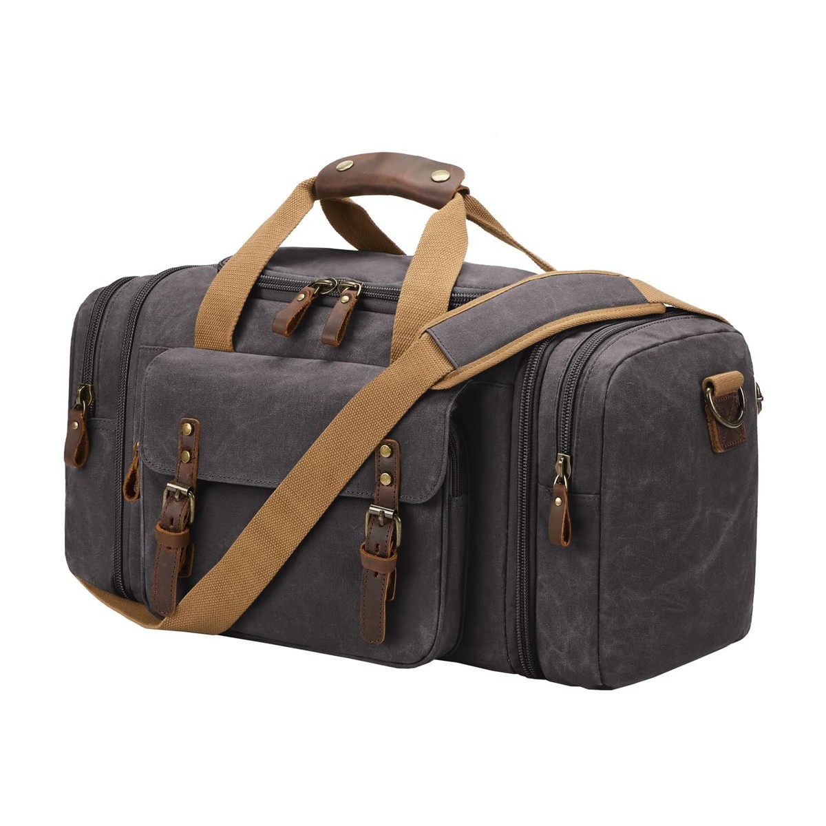 canvas travel duffel bag WaxDuffle™ XL Duffle bag made of waxed & leather. Unisex and multiple pockets for organization Combat Personalized Duffle Bag Brown