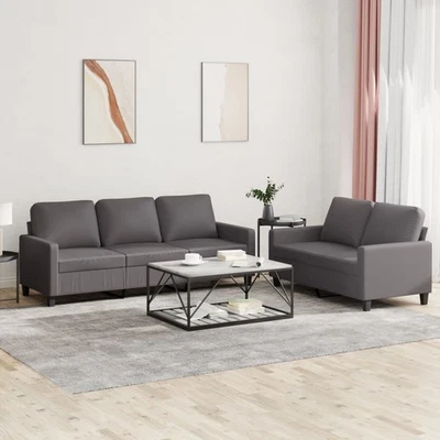 Ensemble de Canapés avec Coussins Sièges Salon 3 pcs Noir Similicuir vidaXL - Photo 1/4