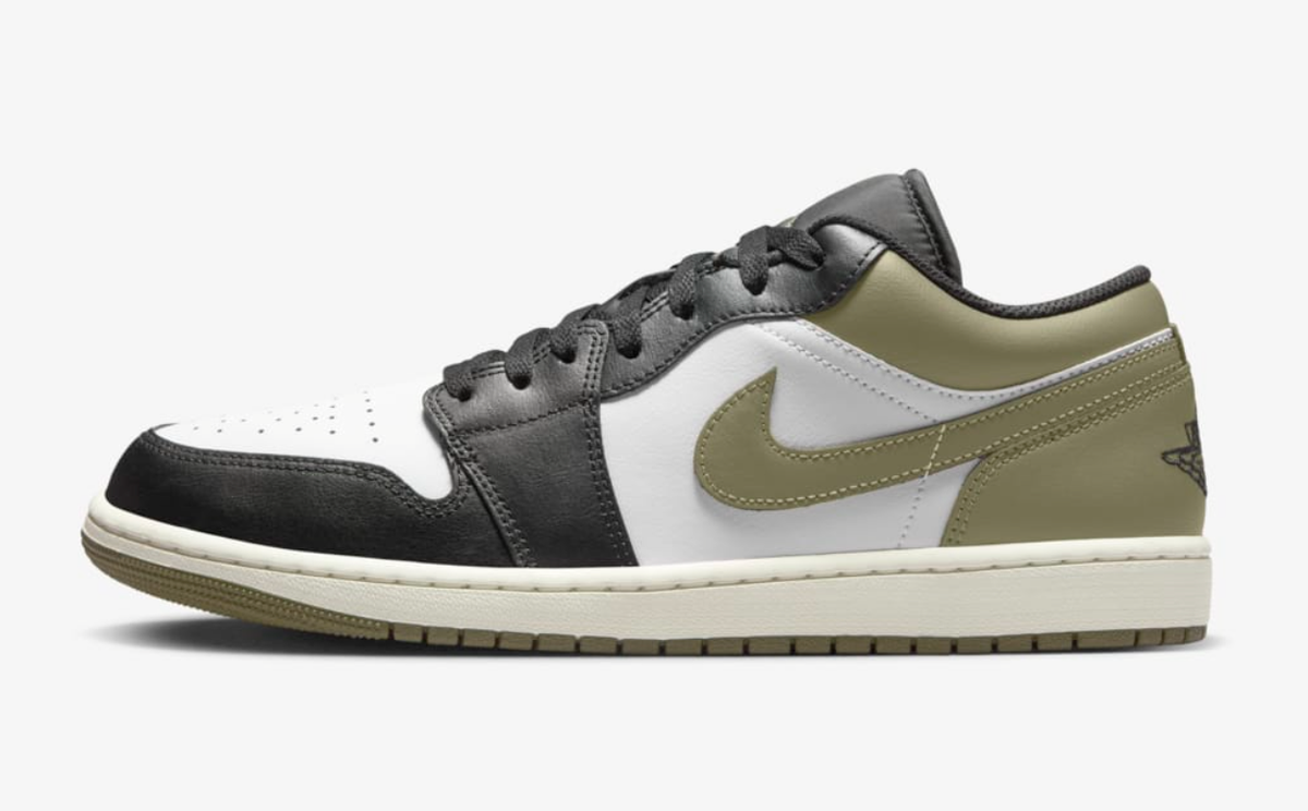 Nike Air Jordan 1 Low Black Toe Medium Olive 553558-092 Mens New