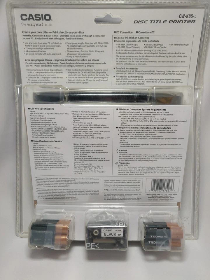 New Casio CW-K85-L Disc Title Printer Compact Disc CD DVD Printer Sealed Package - Image 4 of 4