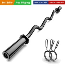 Olympic EZ Curl Barbell Bar 47", 2-Inch Curl Bars for Weight Lifting,Hip Thru...