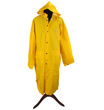 Coleman Mens Hooded Rain Jacket XL Yellow Waterproof PVC Polyester Snap Button