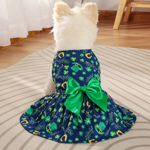 Clover Pattern St. Patrick's Day Pet Dress Lovely Puppy Skirt Photograph Prop - Picture 5 of 8