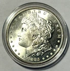1885 Morgan Silver Dollar Brilliant Uncirculated! Plastic Holder, Free Shipping!