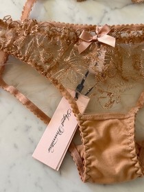 Agent Provocateur Jayce Praline Lingerie Set with Bra, Panty, and Suspenders 36C