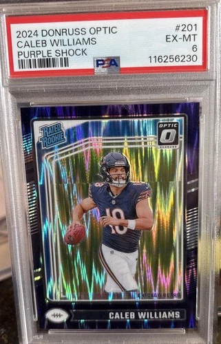 2024 PANINI DONRUSS OPTIC PURPLE SHOCK #201 CALEB WILLIAMS ROOKIE RC PSA 6 Bears