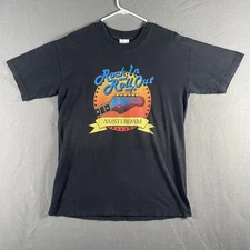 Vintage Rock In And Roll Out Cafe Shirt Mens Medium Amsterdam Guitar 90s Tee