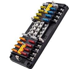 16-Circuit 20-Way Blade Fuse Panel with Ground & Cover for Car Boat Marine SUV