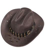 Cappello Fedora Devil Fashion Uomo Apocalittico Steampunk Gotico Punk Bullet - Marrone