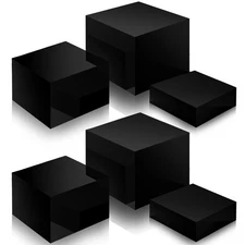 Bucherry 6 Pcs Acrylic Display Risers - Nesting Cubes 5 Sided with Hollow Bot...