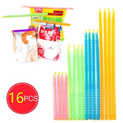 16 Pack Seal Lock Stick Food Seal Storage Bag Clip Plastic Rod Seal Clip