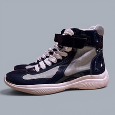 PRADA America s Cup High Top Blue Lace-Up Hoo...