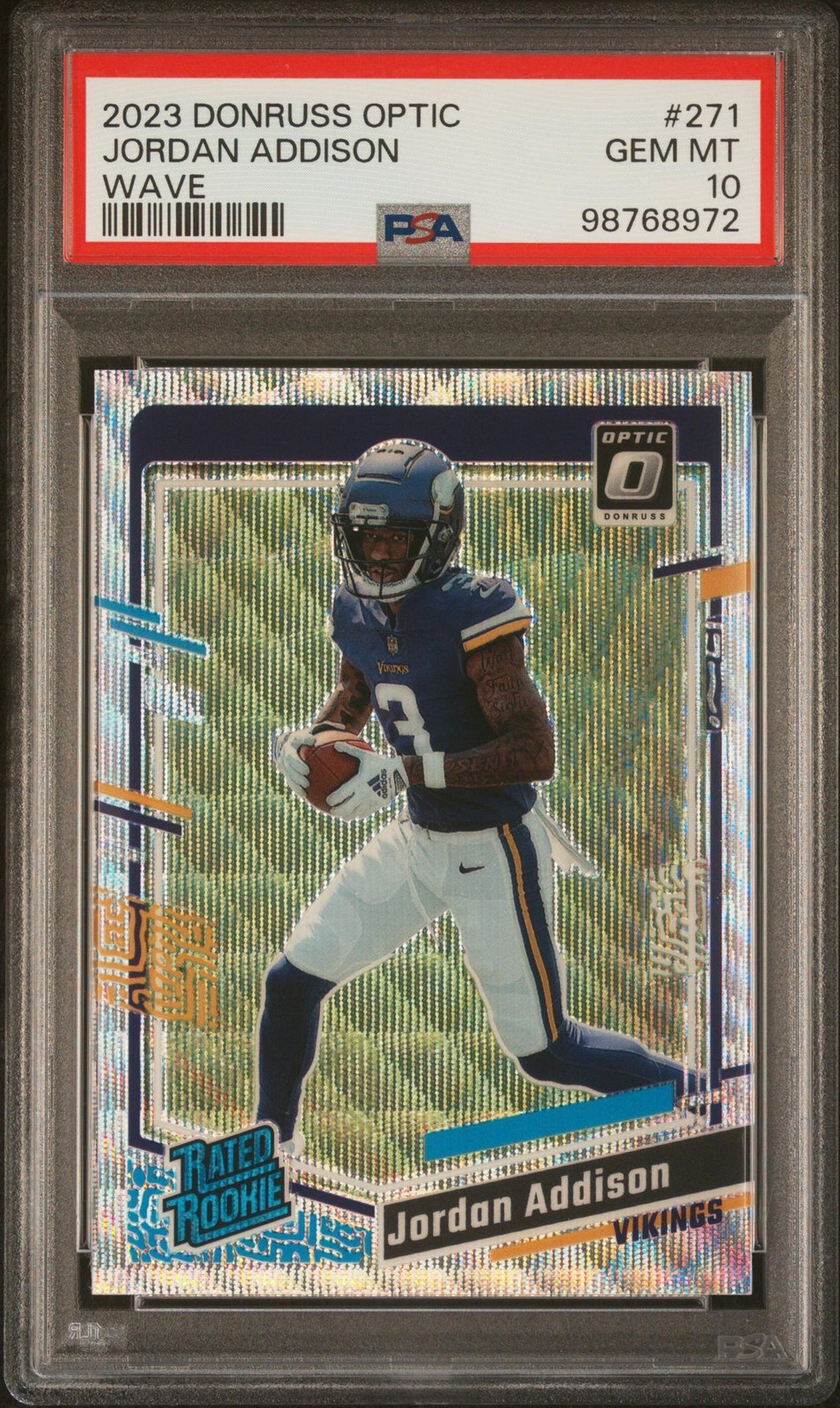2023 Donruss Optic Wave Jordan Addison #271 /300 PSA 10