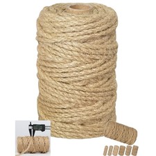 PerkHomy 5mm Jute Rope 105 Feet Twisted Heavy Duty and Thick Twine Rope for C...