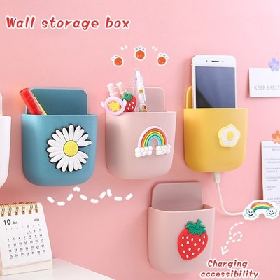 1PCS New Cartoon Wall Mounted Organizer Storage Box Mounted Mobile Phone Holder
