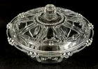 Vintage KIG Indonesia OYSTER PEARL Clear CANDY DISH Depression Glass 4" x 7"