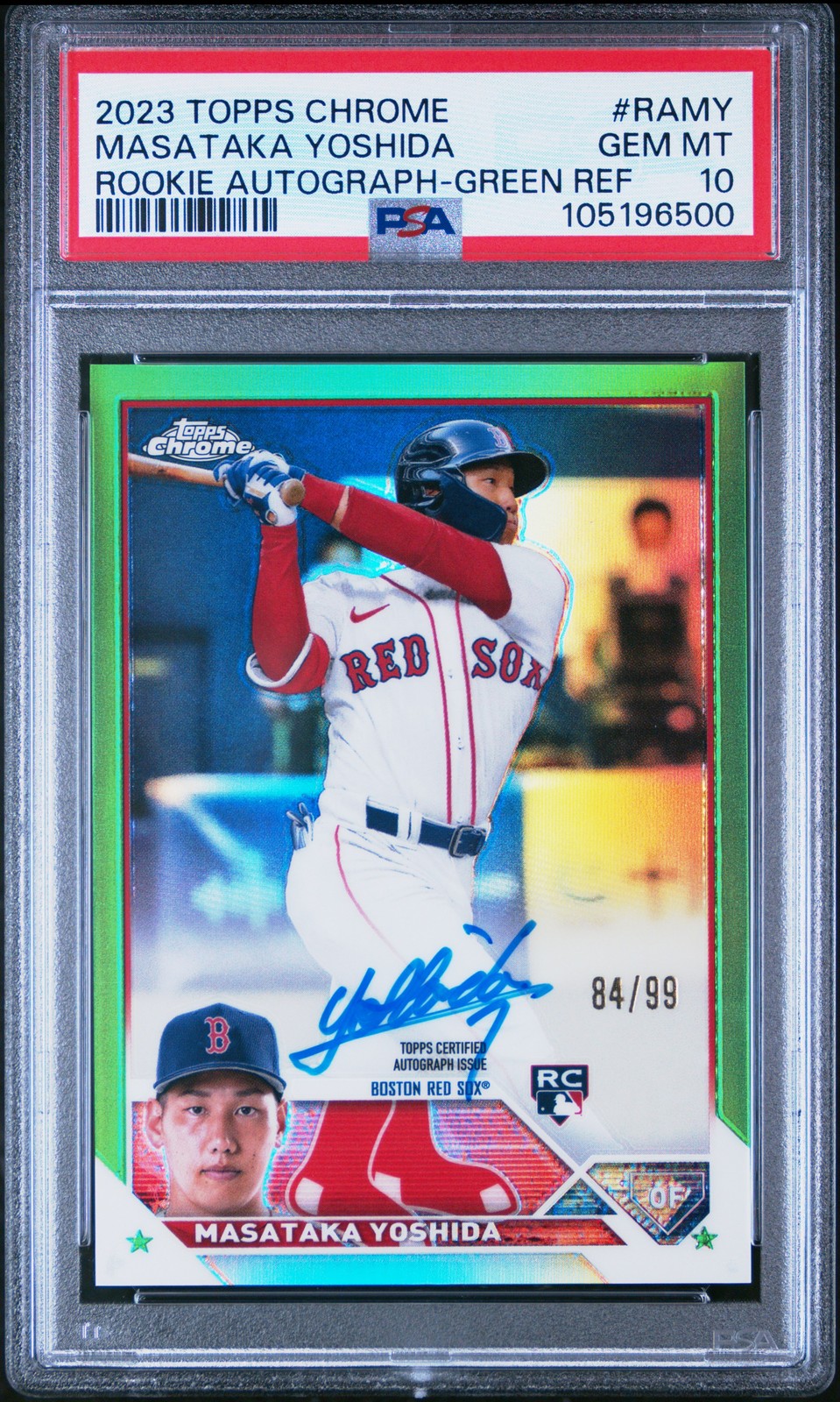 2023 TOPPS CHROME RC AUTO GREEN REFRACTOR #RAMY MASATAKA YOSHIDA 84/99 PSA 10