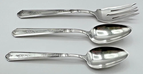 ANTIQUE GORHAM 'PRINCESS PATRICIA' C/1926 STERLING SILVER DESSERT FORK & SPOONS