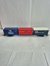 Hornby R020 OO Gauge Freightliner Wagon with Three 20ft Containers VGC