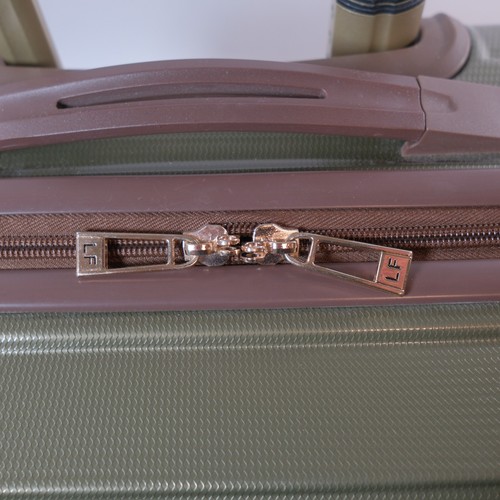 London Fog 14in Rolling Hard Shell Suitcase Olive/Brown Brentwood Style # 8400 - Picture 13 of 15