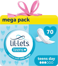 Lil-Lets Teens Day Pads X 70, Petite Towels for Girls & Teenagers, with Wings, f