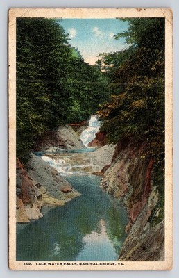 1918 Lace Water Falls Natural Bridge VA Postcard P. Bell Co. Bell-Chrome