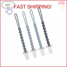 4-Pack Silicone Pacifier Clips with One-Piece Beads for Baby Boys and Girls - Fl