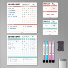 Magnetic Chore Chart for Kids Multiple Kids, Dry Erase Fridge Chore Board, In...