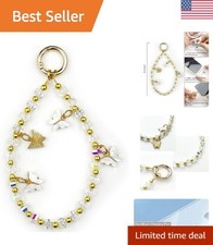 Elegant Beaded Phone Wrist Strap with Butterfly Pendant for Women's Style