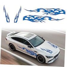 4PCS Universal Racing Body Side Stripe Skirt Decals, Auto Hood Sides Blue