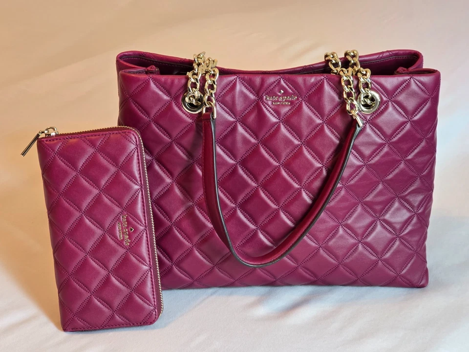 Kate Spade Natalia Quilted Smooth Leather Chain Tote Bag with Matching Wallet - Image 3 of 4