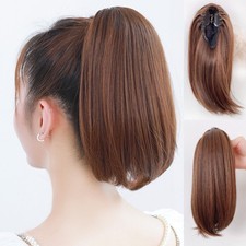 Hair Extension Short Straight Ponytail Pony Tail Hairpiece Claw Clip Ponytail