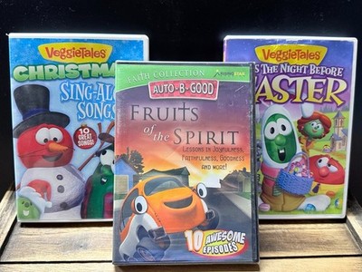 VeggieTales Christmas & Easter DVD Lot + Auto-B-Good Fruits of the Spirit Sealed